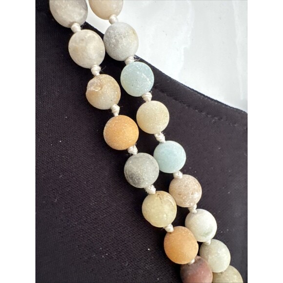 29” Boho Raw Multicolor Multi strand Amazonite Round Individually Knotted Wow - Picture 3 of 5